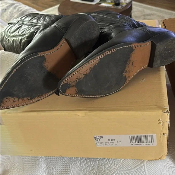 Vittorio Ricci Studio Black Leather Cowboy Boots. Size 8M. - Picture 6 of 12